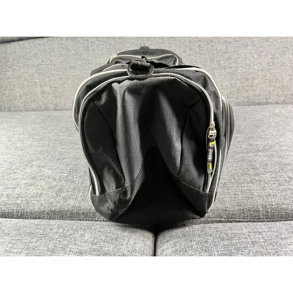 Jeep Black Canvas Duffel Bag Multi Pocket Travel Gym Bag 18 Inch
